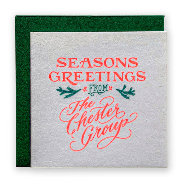 "Seasons Greetings" Custom Risograph Holiday Tiny Card