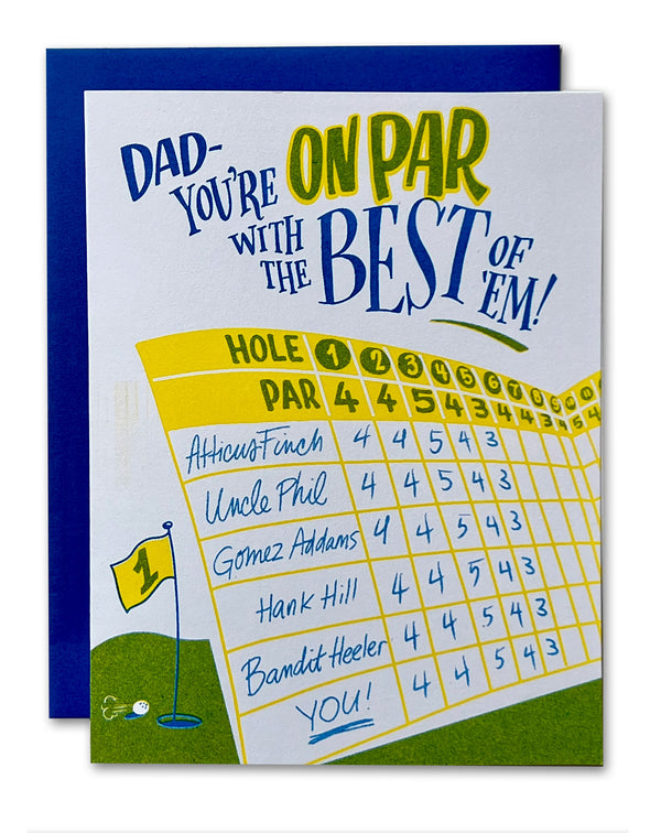 Dad You're On Par With The Best Of 'Em Risograph Father's Day Card