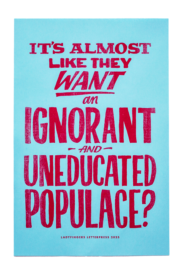 It's Almost Like They WANT An Ignorant And Uneducated Populace Protest Posters (Set of 15)