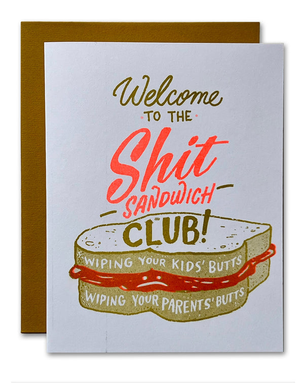 Shit Sandwich Aging Parents New Baby Risograph Friendship Card