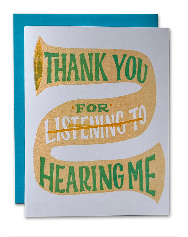 Thank You For Hearing Me Risograph Friendship Card