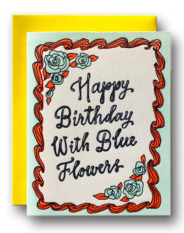 Happy Birthday With Blue Flowers